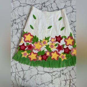 BASIL & MAUDE  Beaded Sequin Rhinestone Tulle A-line Skirt Sz 4 Y2K  Vibrant